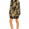 Cheap 🔥 Retrofete Gabrielle Robe 👗 Dress In Black & Gold Palm 🎉 -retrofete Sales 2022 ROFR WD136 V3