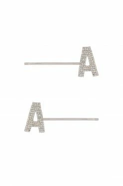 Best Pirce 😀 Retrofete Rhinestone ABC Hair Pin In Silver ⭐